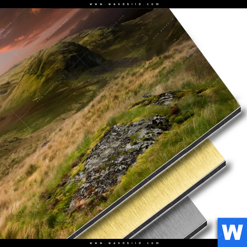 Aluminiumbild gebürstet | Hirsch in Gebirgslandschaft | Querformat - Image 3