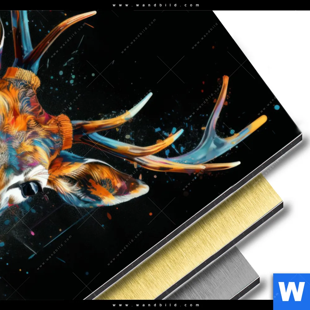 Aluminiumbild gebürstet | Hirsch-Kopf | Hochformat - Image 3