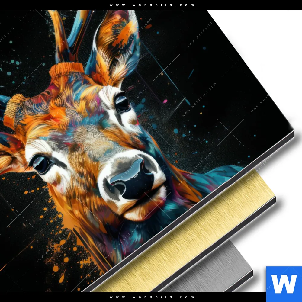 Aluminiumbild gebürstet | Hirsch-Kopf | Quadrat - Image 3