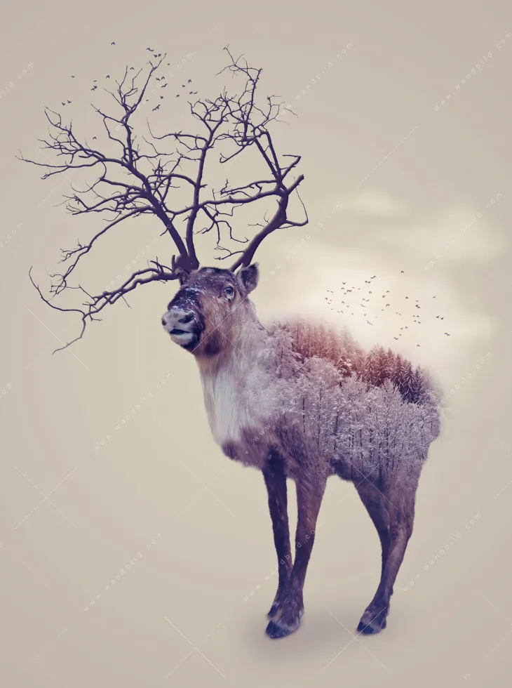 Aluminiumbild gebürstet | Hirsch & Wald No.1 | Schmal - Image 5