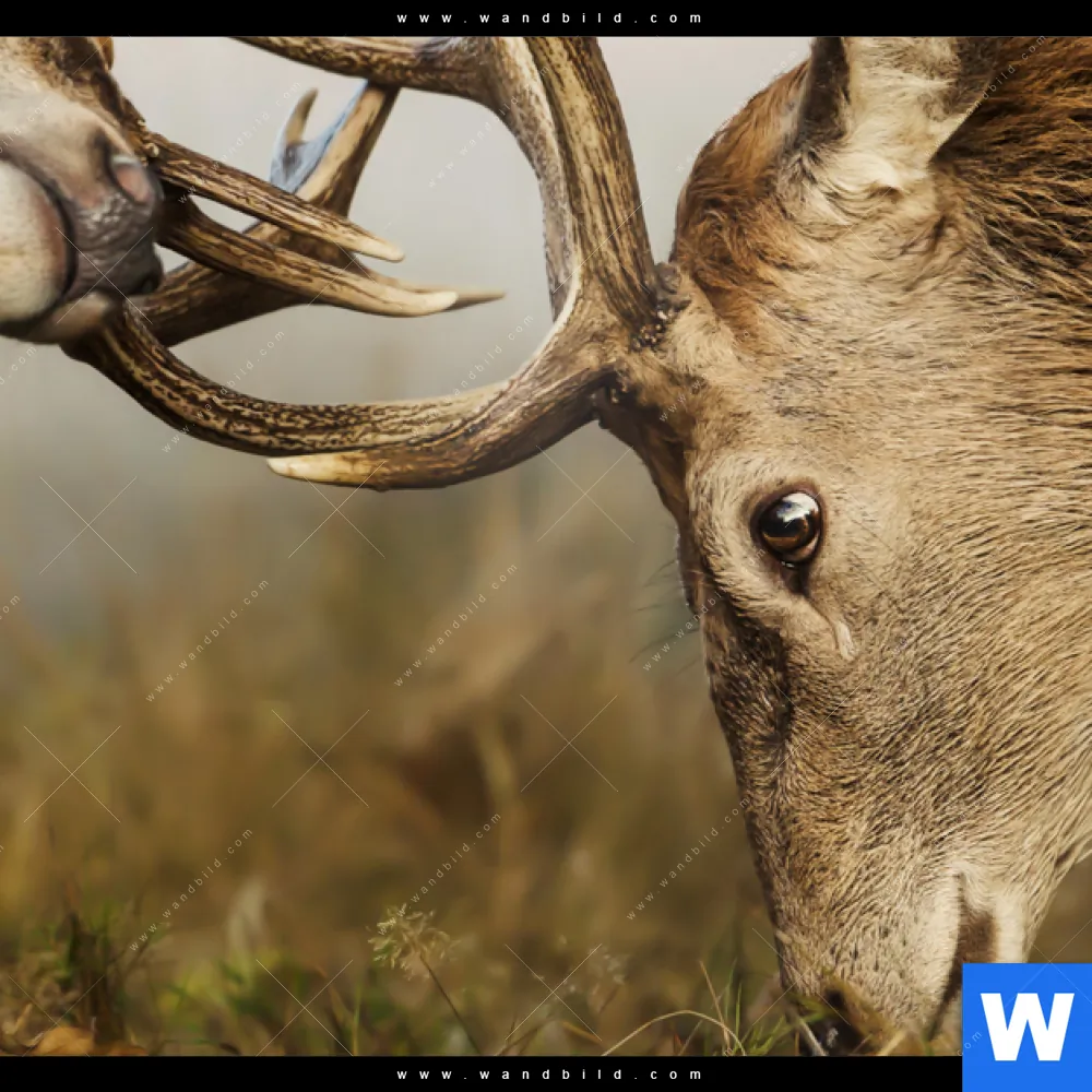 Aluminiumbild gebürstet | Kämpfende Hirsche | Quadrat - Image 4