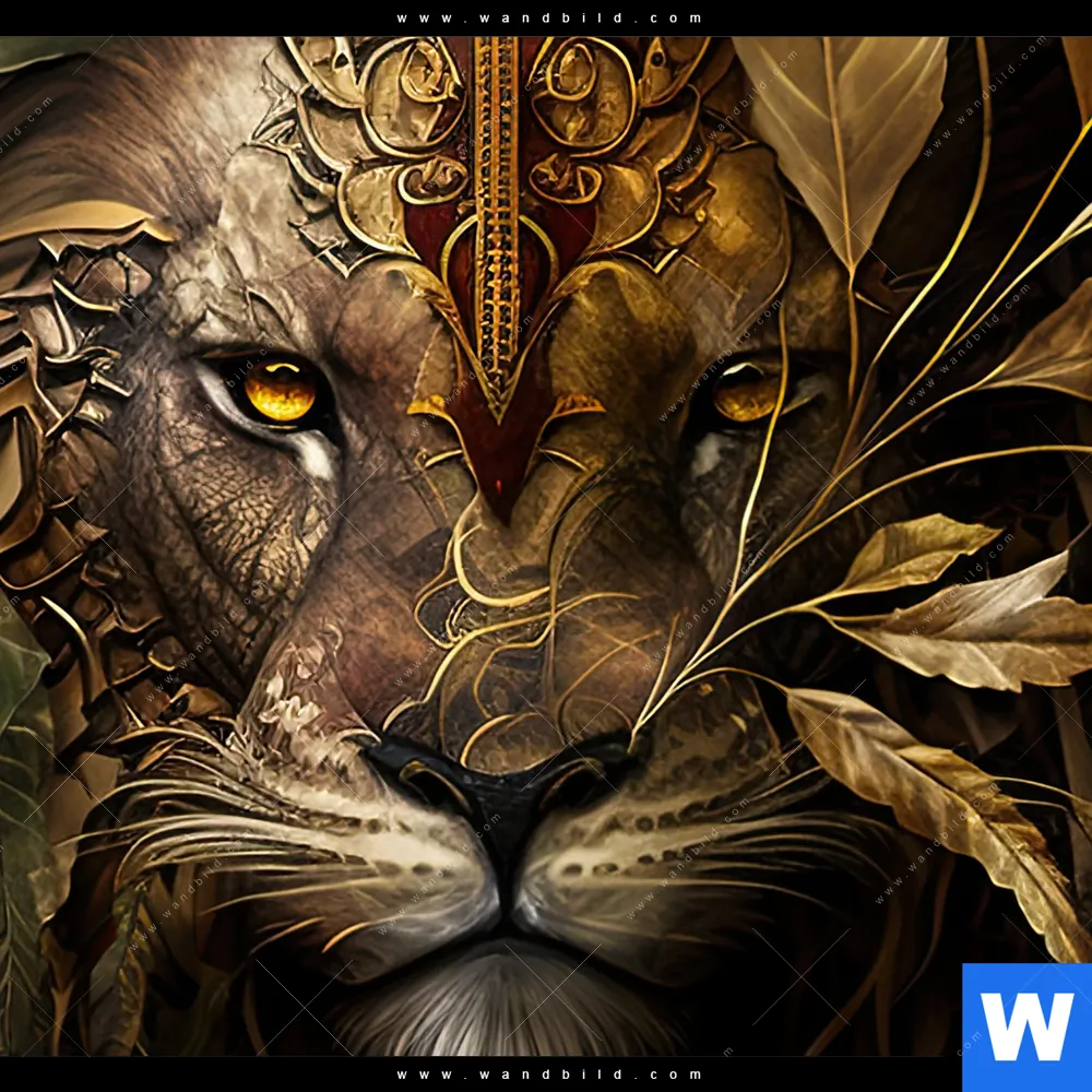 Aluminiumbild gebürstet | Löwenkopf mit Krone | Quadrat - Image 4