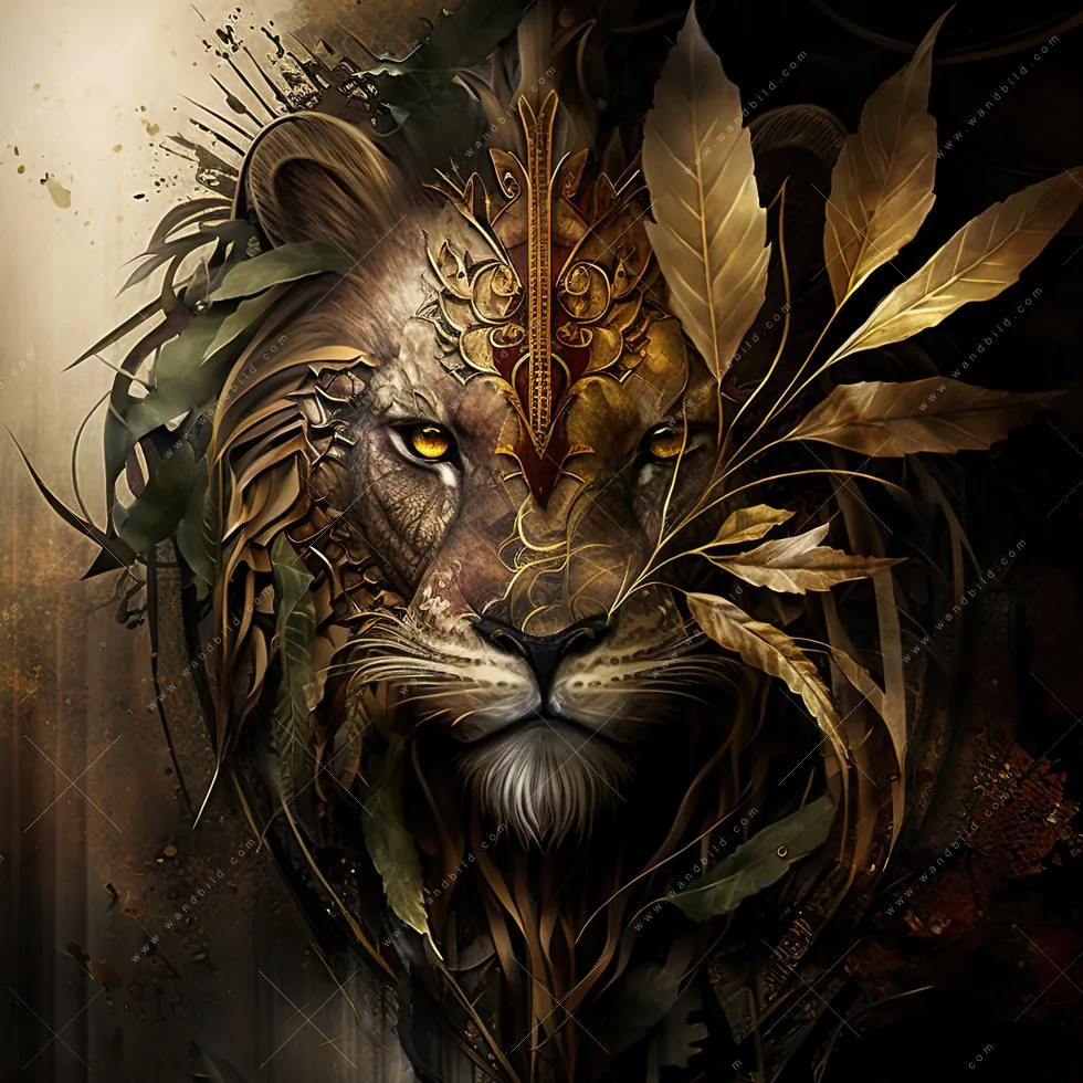 Aluminiumbild gebürstet | Löwenkopf mit Krone | Quadrat - Image 5