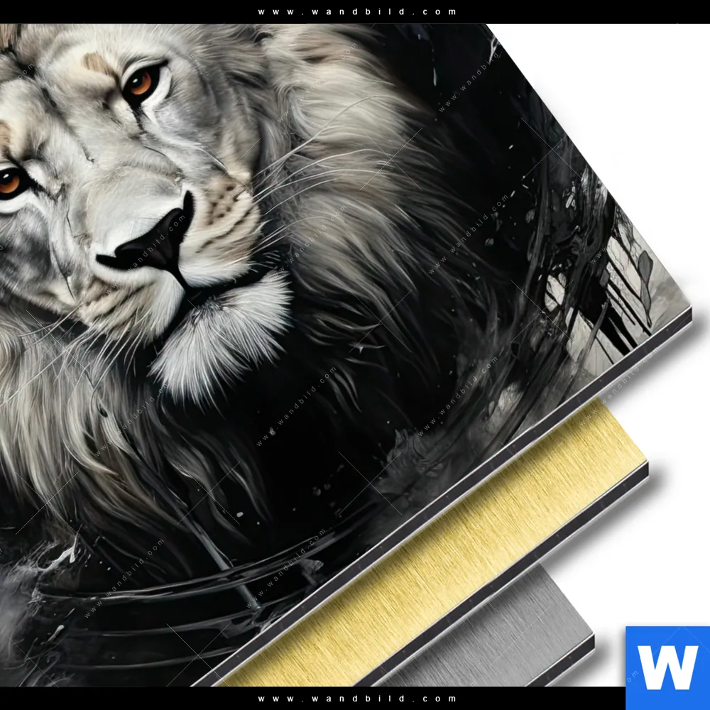 Aluminiumbild gebürstet | Porträt eines Löwen | Quadrat - Image 3