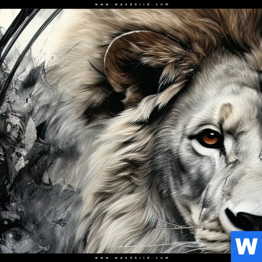 Aluminiumbild gebürstet | Porträt eines Löwen | Quadrat - Image 4