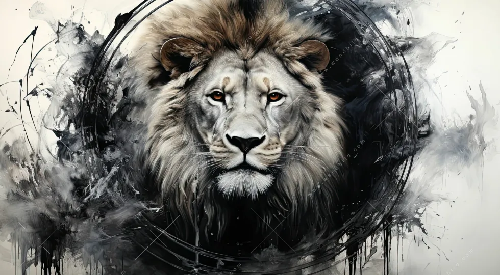 Aluminiumbild gebürstet | Porträt eines Löwen | Quadrat - Image 5