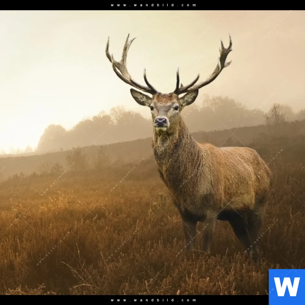 Aluminiumbild gebürstet | Rothirsch im Nebel | Panorama - Image 4