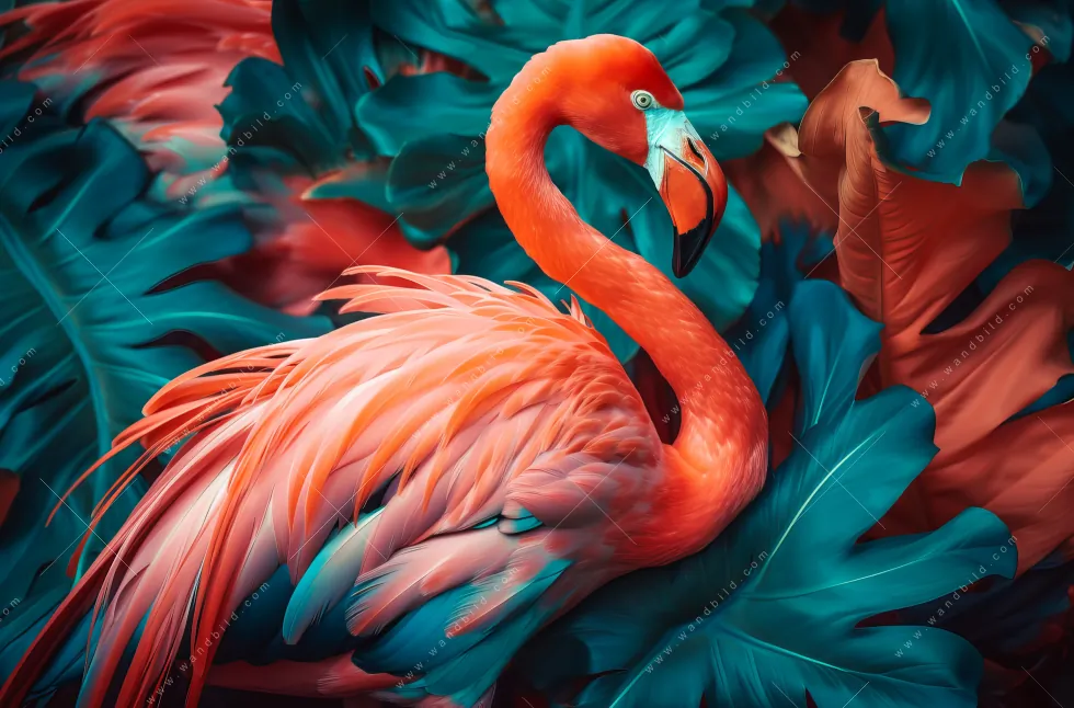 Aluminiumbild gebürstet | Tropischer Flamingo Traum | Rund - Image 5