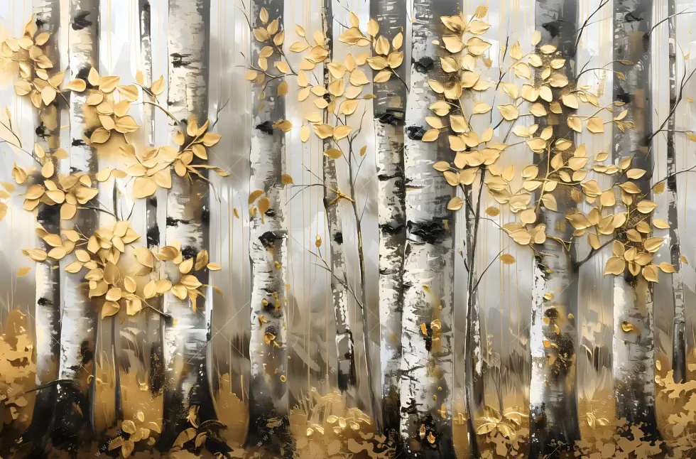 Leinwandbild | Abstrakter Birkenwald | Querformat - Image 5