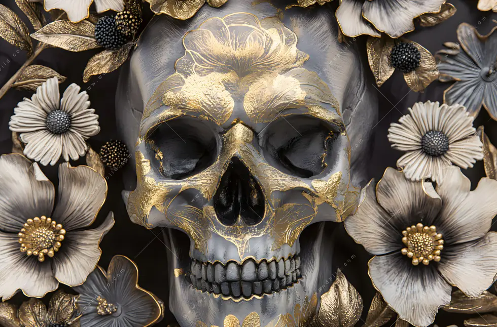 Leinwandbild | Floraler Totenschädel | Querformat - Image 5