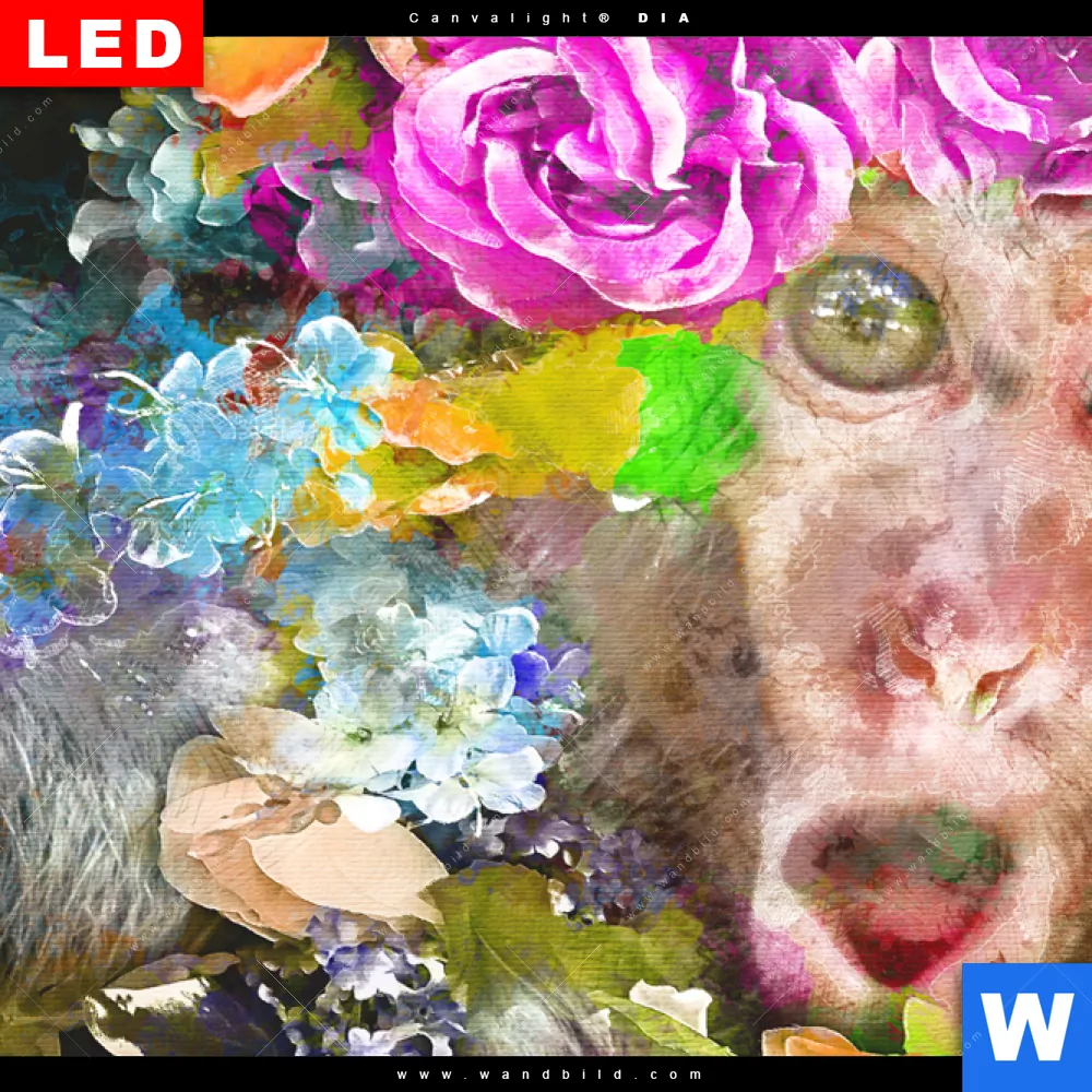 Leuchtbild Acrylglas Canvalight® DIA | Äffchen & Blumen | Querformat - Image 4
