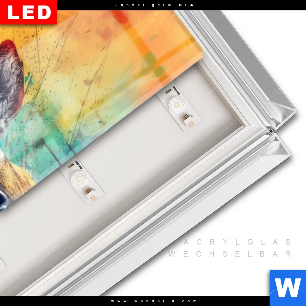 Leuchtbild Acrylglas Canvalight® DIA | Farbenfrohes Hirschporträt | Panorama - Image 3
