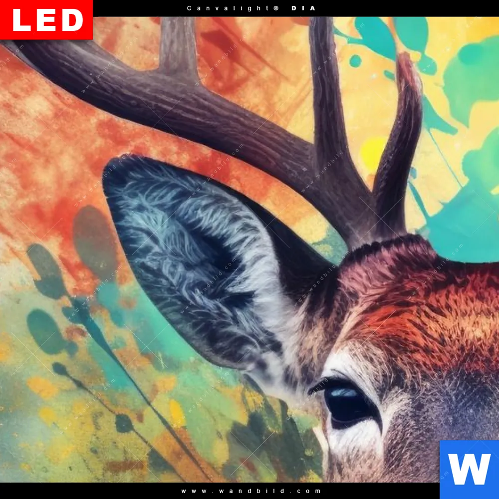 Leuchtbild Acrylglas Canvalight® DIA | Farbenfrohes Hirschporträt | Panorama - Image 4