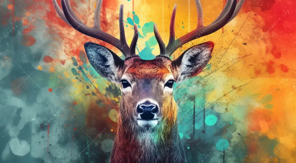 Leuchtbild Acrylglas Canvalight® DIA | Farbenfrohes Hirschporträt | Panorama - Image 5