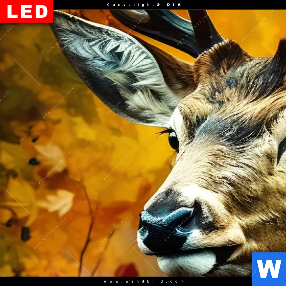 Leuchtbild Acrylglas Canvalight® DIA | Rothirsch im Herbstwald | Hochformat - Image 4