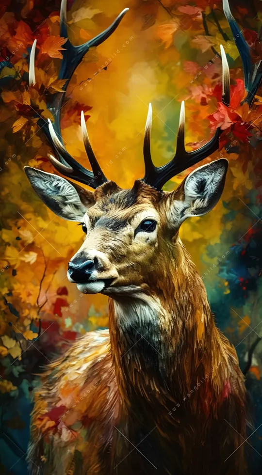 Leuchtbild Acrylglas Canvalight® DIA | Rothirsch im Herbstwald | Querformat - Image 5