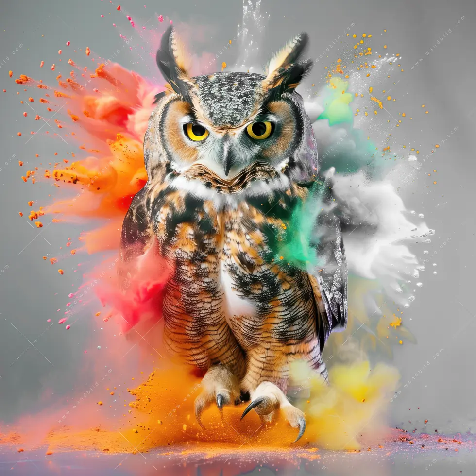 Wechselmotiv | Farbenexplosion mit Eule | Querformat - Image 5