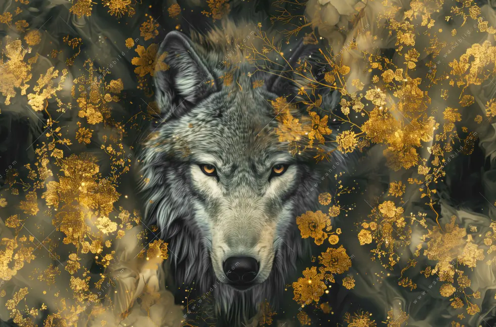 Wechselmotiv | Goldener Wolfblick | Querformat - Image 5