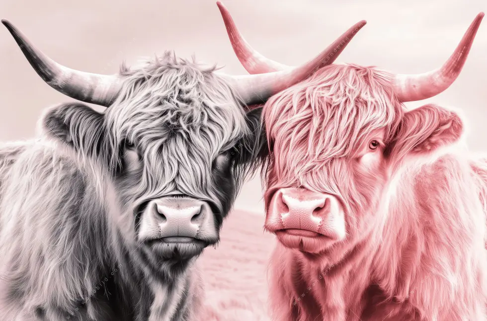 Wechselmotiv | Hochlandrinder - Harmonie in Pastell | Hochformat - Image 5